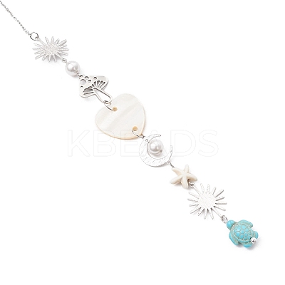 Synthetic Turquoise Starfish Turtle Beads Hanging Suncatchers HJEW-JM03446-1