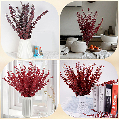 20Pcs Plastic Artificial Eucalyptus Leaves DJEW-GF0001-88B-1