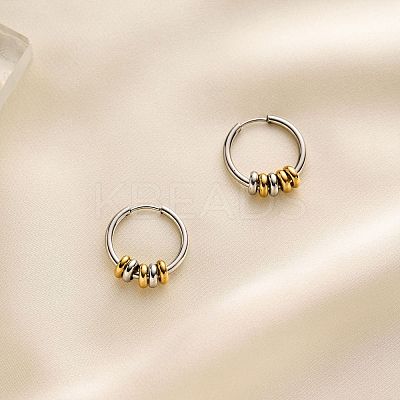 Two Tone 304 Stainless Steel Hoop Earrings WGB54D4-02-1