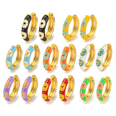 Rack Plating Brass Hoop Earrings EJEW-C102-43G-1