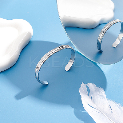 1Pc Stainless Steel Cuff Bangle for Women BJEW-UN0001-41P-1