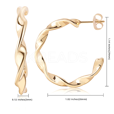 Stainless Steel Round Twist Stud Earrings Women JE1106A-1