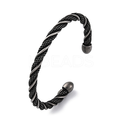 316 Surgical Stainless Steel Twisted Rope Shape Cuff Bangles BJEW-P319-04B-1