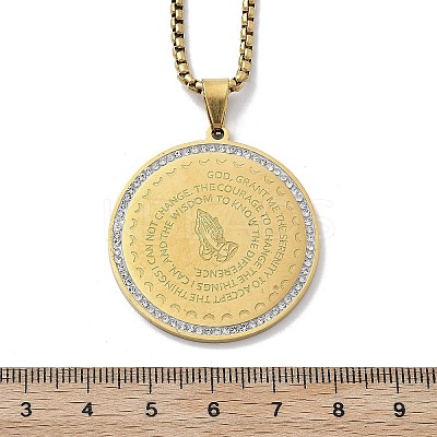 201 Stainless Steel Rhinestone Pendant Necklaces for Women NJEW-U021-05G-1