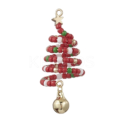 Glass Seed Beaded Christmas Tree Big Pendants PALLOY-TA00330-01-1