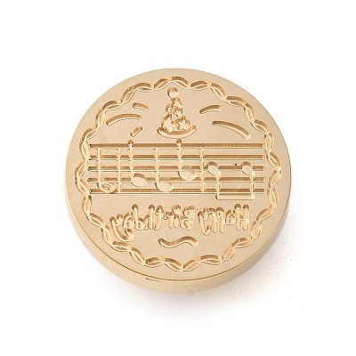 Golden Tone Wax Seal Brass Stamp Heads AJEW-U008-02G-18-1