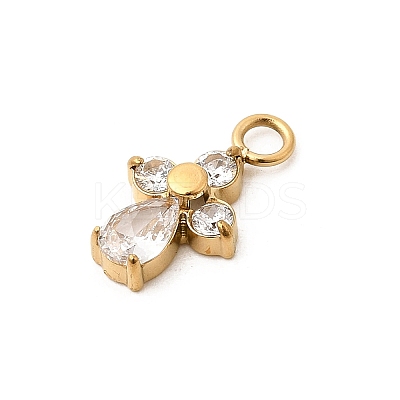 304 Stainless Steel Micro Pave Cubic Zirconia Pendants X-STAS-P431-40A-G-1