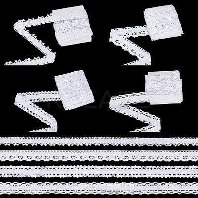 4 Rolls 4 Styles Cotton Flower Lace Ribbon OCOR-FG0002-77A-1