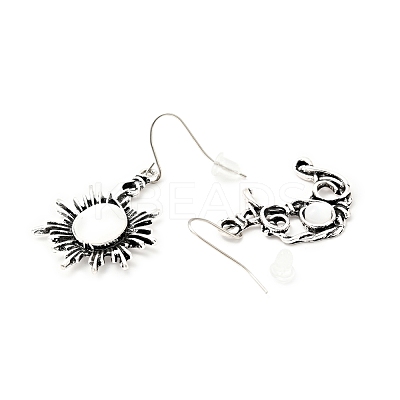 Resin Beaded Moon and Sun Asymmetrical Earrings EJEW-C036-01D-1