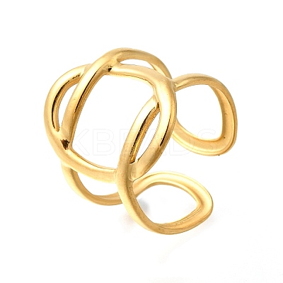304 Stainless Steel Hollow Oval Open Cuff Rings LS-RJEW-M072-03G-1