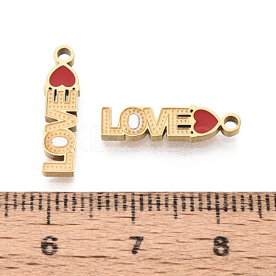 304 Stainless Steel & Enamel Word Love Pendants STAS-T073-20G-1
