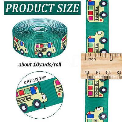 10 Yards Back To School Theme Polyester Grosgrain Ribbon OCOR-WH0082-82A-1