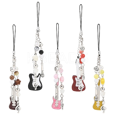 2Pcs ABS Plastic Imitation Pearl & Acrylic & Alloy Mobile Straps HJEW-YW00163-01-1