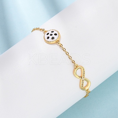 Sports Brass Micro Pave Cubic Zirconia Infinity Link Bracelets LS-BJEW-D386-01E-G-1