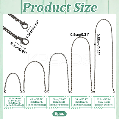 5Pcs 5 Style Purse Chains FIND-WR0009-65B-1