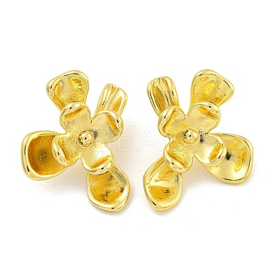 Rack Plating Flower Brass Stud Earrings EJEW-I313-09G-1