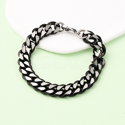 304 Stainless Steel Cuban Link Chain Bracelets for Men Women BJEW-C124-04B-02-1