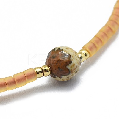Adjustable Natural Picture Jasper Braided Bead Bracelets BJEW-F391-A14-1