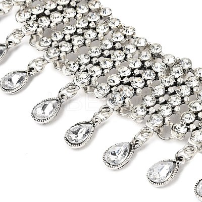 Alloy Full Crystal Rhinestone Teardrop Tassel Choker Necklaces for Women FS-WGE797D-02-1