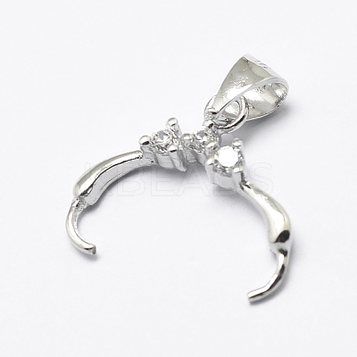 Anti-Tarnish Rhodium Plated 925 Sterling Silver Micro Pave Cubic Zirconia Pendant Bails STER-P034-35P-1