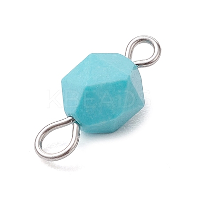 Faceted Natural Mixed Gemstone Star Cut Round Connector Charms PALLOY-JF02722-02-1