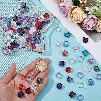 120Pcs 2 Styles Transparent Glass Beads GLAA-SC0003-01-1