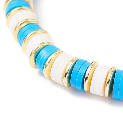 Synthetic Hematite & Polymer Clay Heishi Beads Stretch Bracelet BJEW-JB07226-02-1