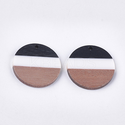 Tri-color Resin & Walnut Wood Pendants RESI-S358-78D-1