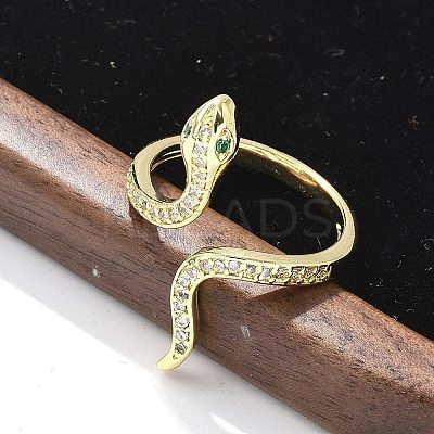 Brass Micro Pave Cubic Zirconia Cuff Rings for Women RJEW-Z084-01G-05-1