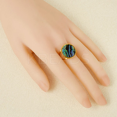 304 Stainless Steel with Natural Shell Cuff Open Rings for Women GL7761-4-1