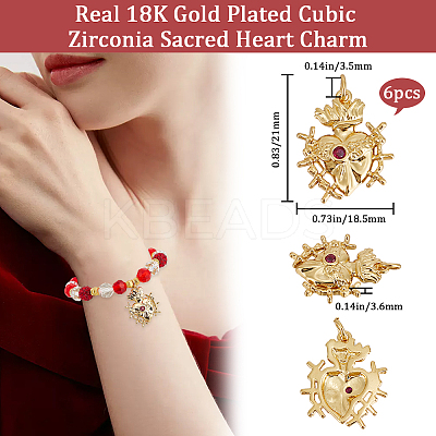6Pcs Brass Micro Pave Cubic Zirconia Pendants ZIRC-BBC0002-20-1