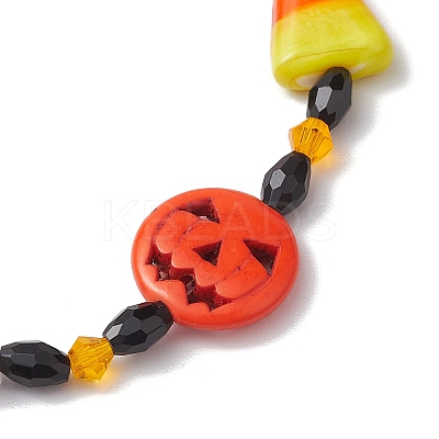 Halloween Dyed Synthetic Turquoise & Glass Beaded Stretch Bracelets BJEW-JB10602-1