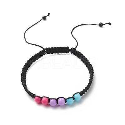 Acrylic Braided Bead Bracelet BJEW-JB08546-1