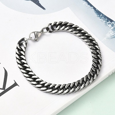 304 Stainless Steel Cuban Link Chain Bracelets for Men Women BJEW-D367-01-1