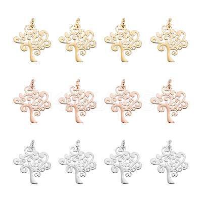 12Pcs 3 Colors 304 Stainless Steel Pendants STAS-DC0002-84-1