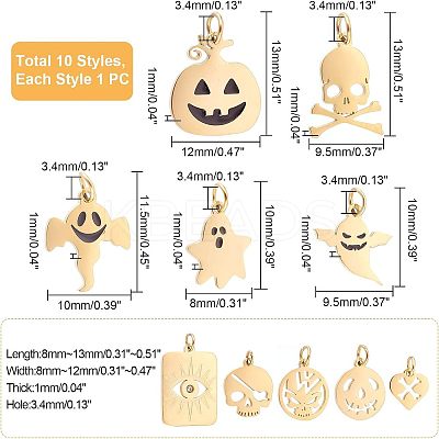 10Pcs 10 Style 304 & 316 Surgical Stainless Steel  Pendants STAS-UN0033-44-1
