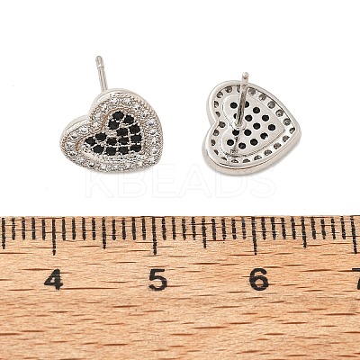 Brass Micro Pave Cubic Zirconia Stud Earrings for Women EJEW-G428-11P-01-1