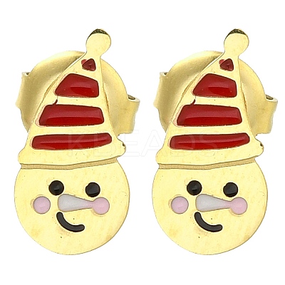 Ion Plating(IP) 304 Stainless Steel Enamel Stud Earrings EJEW-I316-04G-04-1