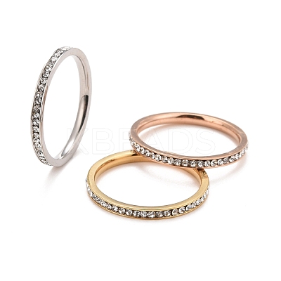 304 Stainless Steel Rhinestone Rings Set STAS-D178-02C-1
