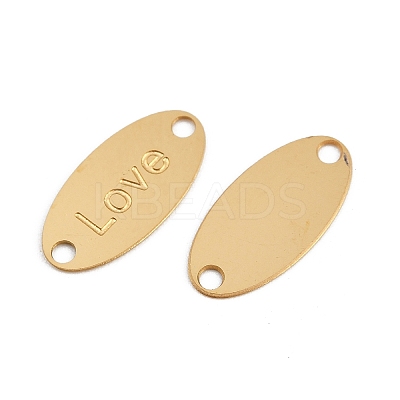 304 Stainless Steel Oval with Love Links Connector Charms STAS-K295-09G-1