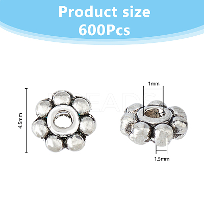 600Pcs Tibetan Style Alloy Daisy Spacer Beads FIND-DC0005-31AS-1