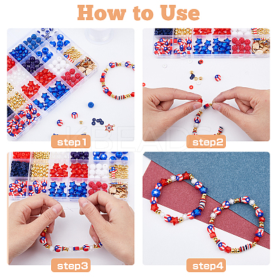 Independence Day Acrylic Beaded Stretch Bracelet with Alloy Enamel Charms DIY Making Finding Kit DIY-FH0006-72-1