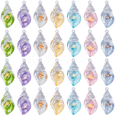 28Pcs 7 Colors Luminous Transparent Acrylic Pendants TACR-SC0001-42-1