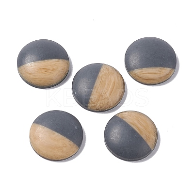 Two Tone Wood Grain Frosted Imitation Leather Style Resin Cabochons LS-RESI-G053-01E-1
