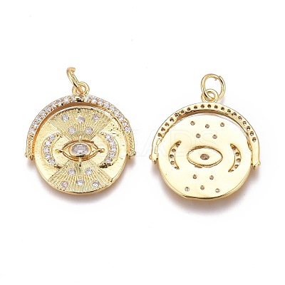 Brass Micro Pave Clear Cubic Zirconia Pendants ZIRC-O035-09G-1