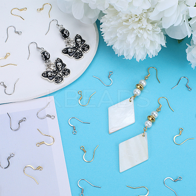 200Pcs 2 Styles 304 Stainless Steel French Hooks with Coil STAS-SC0006-78-1