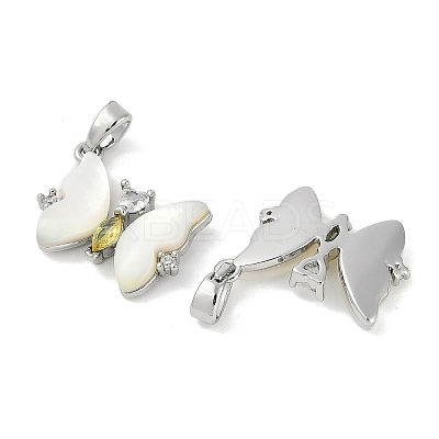 Natural White Shell Butterfly Pendants KK-U043-26P-1