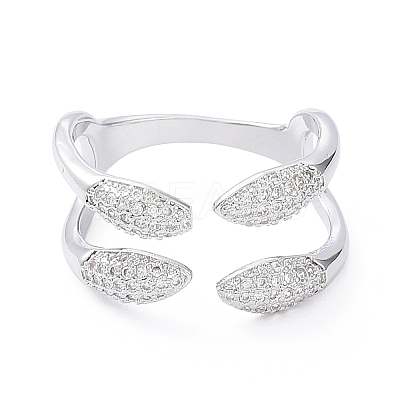 Clear Cubic Zirconia Snake Open Cuff Rings RJEW-G287-02P-1