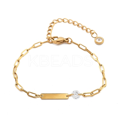 304 Stainless Steel Paperclip Chain Bracelets BJEW-A035-04G-02-1