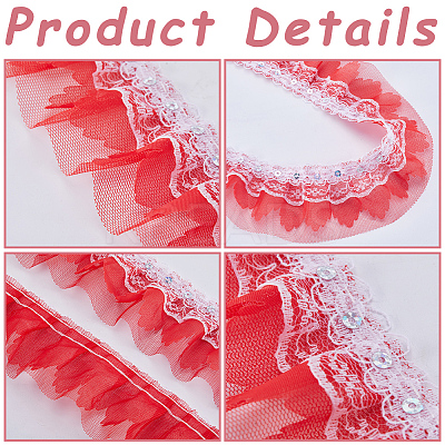10M Polyester Flower Lace Ribbon with Paillettes OCOR-GF0003-34A-1